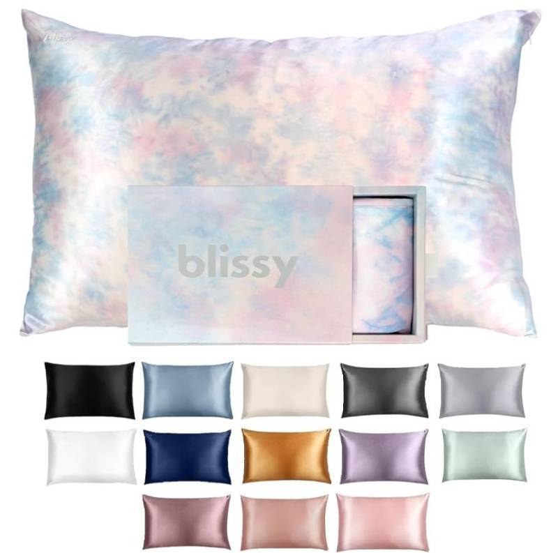 lot 72553 image: Silk Pillowcase - 100% Pure Mulberry Silk - 22 Momme 6A High-Grade Fibers - Silk Pillow Cover for Hair & Skin - Regular, Queen & King (Tie Dye, King) - Retail $110