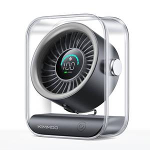 lot 37012 image: Rechargeable USB Desk Fan, Quiet Table Fan with Turbo Airflow, 100 Speeds, Digital Display, 90° Rotating, Small Battery Desktop Fans for Bedroom Home Office Travel, Black - Retail $21