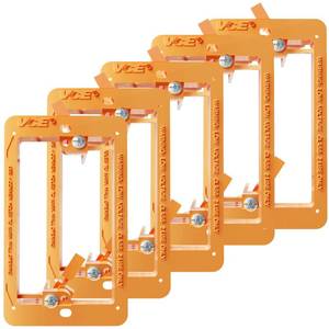 lot 37013 image: Low Voltage Mounting Bracket Single Gang Wall Plate, Flush Low Voltage Box for Network, HDMI, Coaxial, Speaker, Telephone Cables, Orange, 5 Pack - Retail $10
