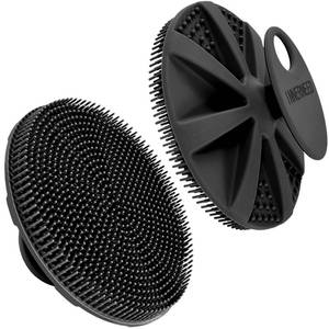 lot 37044 image: Food-Grade Soft Silicone Body Scrubber Shower Brush Handheld Cleansing Skin Brush, Gentle Exfoliating and Lather Well (Black) - Retail $6