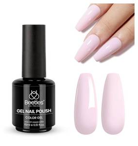 lot 37066 image: Beetles Light Pink Gel Nail Polish - 15ml Baby Pink Gel Polish Soak Off UV LED Needed Nail Art Summer Manicure Salon DIY Design at Home Spring Nails Gifts for Woman - Retail $7