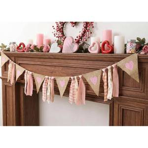 lot 37071 image: Valentines Garland Cute Gingham Plaid Bowknot Heart Valentines Day Garland, Red Pink Check Bows Banner Valentines Galentines Decorations Indoor for Mantle Fireplace Wall Tree Home Valentine Decor - Retail $10