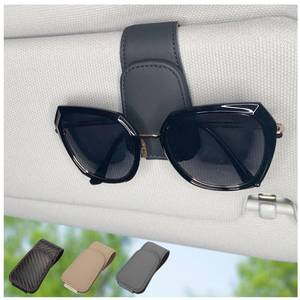 lot 37073 image: Magnetic Leather Sunglass Holder for Car, Sunglasses Clip for Car Visor, Auto Interior Accessories Universal for Different Size Eyeglasses (Black) - Retail $6