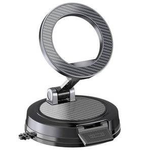 lot 37074 image: Strong Magnetic Phone Holder for Car & Desk, Compatible with MagSafe, Secure Lock, Universal 360° Rota-Table Car Phone Mount for Dashboard, Glass, Table, Carbon Fiber - Retail $23