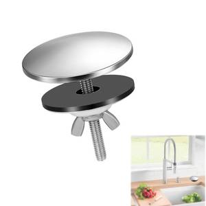 lot 37085 image: 2 Inch Kitchen Sink Hole Cover, Stainless Steel Counter Top Hole Cover Faucet Hole Cover Sink Soap Dispenser Hole Cover Sink Tap Hole Plate Stopper Kitchen Blanking Metal Plug (Silver) - Retail $9
