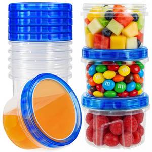 lot 37096 image: 10 Pack 17oz Reusable Freezer Storage Containers with Twist Top Lids Airtight, Clear Plastic Food Storage Meal Prep Containers for Leftover Lunch Fruit Salad Snack, Small Soup Container Microwave Safe - Retail $14