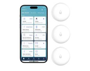 lot 37099 image: Aqara Water Leak Sensor 3 Pack, Zigbee Wireless Water Leak Detector for Alarm System and Smart Home Automation, Requires AQARA HUB, App Notifications, for Kitchen, Bathroom, Basement, Works with IFTTT - Retail $60
