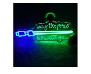 lot 37102 image: Lightsaber Neon Sign Star May The Force Be With You Neon Sign Wars Usb Power LED Swords Light Wall Decor for Bedroom Living Room Best Gifts for Men Fans - Retail $29