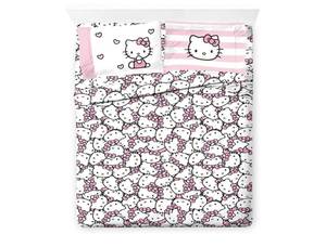 lot 37105 image: Jay Franco Sheet Set with Fitted, Flat Sheets & Pillow Cover - Ultra-Soft Bedding with Pillowcase for Room Decor, Multi - Hello Kitty, 4 Piece Full - Retail $37