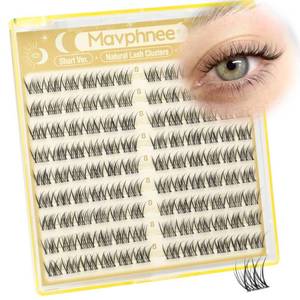 lot 37114 image: 8MM Lash Clusters Natural Cluster Eyelash Extensions Clear Band Cluster Lashes Short CC Curve Pesta�as Postizas Naturales Fluffy Wispy DIY Lashes for No Makeup Look (108PCS) - Retail $9