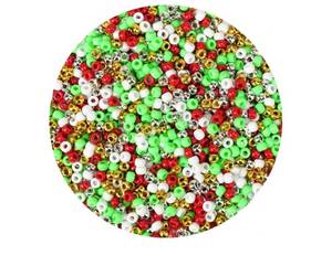 lot 37120 image: 1000PCS Christmas Pony Beads Bulk 6x9mm Red Green White Gold Silver Kandi Beads for Bracelets, Hair Braids, Jewelry Making, Crafts & DIY Holiday Decorations - Retail $8