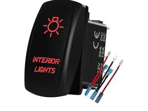 lot 37140 image: 12V 24V RED Interior Lights Rocker Switch with Jumper Wires 5 PIN ON-Off Light Switch for Car Boat Truck Jeep Can Am Commander ATV UTV Dash Replacement Switch - Retail $10