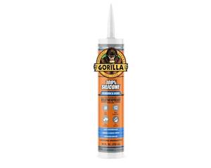 lot 37142 image: Gorilla 100% Silicone Sealant Caulk Window & Door, 10 Ounce Cartridge, Clear - Retail $11
