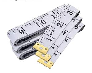 lot 37144 image: 3-Pack Tape Measure Body Double Scale Soft Measuring Tape 60inch (150cm), Flexible Sewing Cloth Craft Fabric Ruler for Body Measurements & Weight Loss, Accurate & Easy to Read Large Clearly Numbers - Retail $6