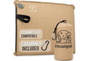 lot 37145 image: Inflatable Seat Cushion �� Stadium, Airplane & Travel Comfort - 2 Inch Thick Self-Inflating Foam, Perfect for Bleachers, Camping, Office, Car - Includes Travel Bag and Carabiner (Grey) - Retail $15