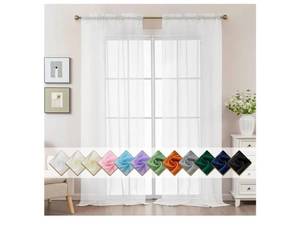 lot 37147 image: White Sheer Curtains 108 Inches Extra Long, Privacy Semi Sheer Curtains for Living Room Bedroom, Light Filtering Rod Pocket Voile Window Drapes 2 Panels Set, Each 42 W x 108 L - Retail $15