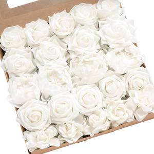 lot 37148 image: Lings moment Artificial Flowers Fake Roses Faux Peony Foam Gardenia Combo for DIY Wedding Bouquets Centerpieces Arrangements Bridal Shower Party Home Decorations, White, 23pcs - Retail $27