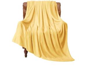lot 37154 image: Fleece Blanket Cream Yellow Throw Blankets for Couch & Bed, Luxury Plush Cozy Fuzzy Blanket 50 x 60, Super Soft Warm Lightweight Throw Blanket for Travel Camping - Retail $15