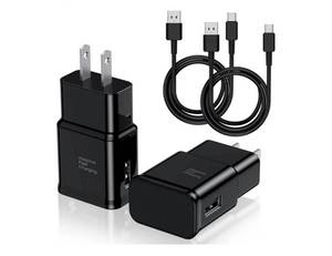 lot 37158 image: Type C Charger Fast Charging, 2 Pack USB C Android Phone Wall Charger Block & 6ft Charge Cable Cord, for Samsung Galaxy S8  S9  S10 Plus Active S10e, S20  S21 Ultra Plus, Note 8 9 10, Pixel 3 etc - Retail $10