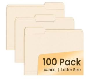 lot 37192 image: Manilla Folders Letter Size (8.5 x 11 inches),100 Per Box, 13 Cut Tab for Easy Labeling and Organization, Durable Standard Paper for Home, Office, School Filing - Retail $22