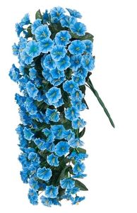 lot 37198 image: Artificial Fake Hanging Plants Flowers for Outdoor Outside Spring Summer Decoration, 4pcs Faux Silk Look Real Blue Morning Glory Long Vines UV Resistant - Retail $20