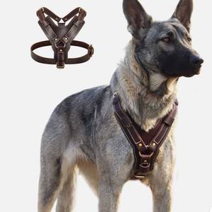 lot 37200 image: No Pull Pet Dog Harness Genuine Leather Heavy Duty Walking Vest - Retail $50