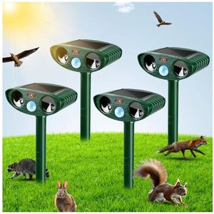 lot 37201 image: 4 Pack Solar Ultrasonic Animal Repellent Outdoor Deer Repellent Devices Cat Repeller Raccoon Deer Deterrent for Squirrel, Rabbit, Dog, Waterproof with Motion Detector for Yard - Retail $80