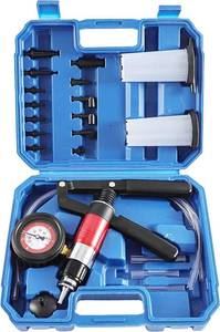 lot 37203 image: Handheld Vacuum Pump Tester Brake Bleeder Kit Brake System Bleeding Tools with Adapters and 2 Reservoir Bottles Automotive Brake for Car Truck Motorcycle. VISIBLE USE. - Retail $23