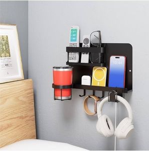 lot 37212 image: Versatile Bedside Wall Organizer, Floating Bedside Shelves, Wall Mount Essential Accessories for Room Decor, Dorm, Makeup Organizer, Remote Control Holder, Night Stand - Retail $25