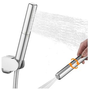 lot 37214 image: Brass 2 In 1 Function Handheld Shower Head Set High Pressure 7 Inch Shower Head High Flow Hand Shower Wand with 59 Inch Hose, Bracket, Brushed. Nickel. - Retail $35