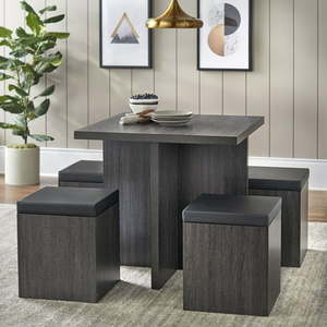 lot 26272 image: Mainstays 5-Piece Dexter Dining Set with Storage Ottoman