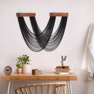 lot 9277 image: LB Black Macrame Wall Hanging, Boho Tapestry Wall Hanging Macrame Wall Art Handmade Yarn Woven Wall Art Modern Home Decor Headboard Wall Decor for Bedroom Living Room Dorm Nursery, 12x25 Inch