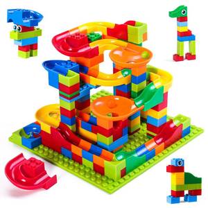lot 9281 image: 168 Pcs Mini Marble Run Building Blocks Classic Blocks STEM Toy Bricks Set Kids, Assemble Different Building Block Models for 3 Boys Girls Toddlers