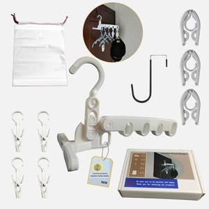 lot 9303 image: ZCircle,Over The Door Hooks Hanger,Foldable Portable Folding Hangers,Hanging Rack,Clips,Essentials for Cruise,Vacation,Camping,RV,Road Trip,Hotel,Business Travel, Student Apartment(White Box)