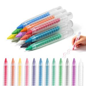 lot 9304 image: NewFamily 12-Color Dustless Chalk for Kids with Protective Holders, Washable & Non-Toxic, Smooth Writing & Easy to Erase for Chalkboard, Indoor & Outdoor Use
