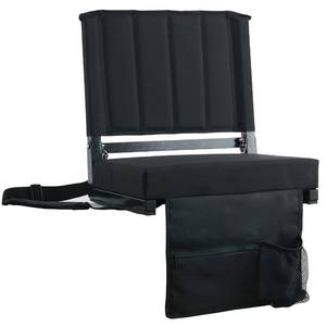 lot 9310 image: SPORT BEATS Stadium Seats with Back Support Bleacher Chairs with Back and Cushion Thick Padded Bleacher Seats Includes Shoulder Strap Black 1pc Standard