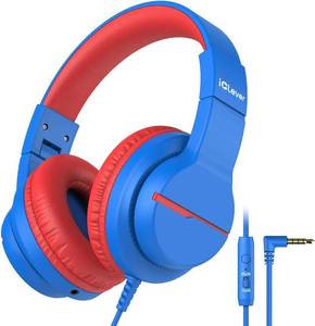lot 9312 image: iClever Kids Headphones for School Travel, Safe Volume Limited, HD Mic Stereo Sound Over-Ear Girls Boys Headphones for Kid, FunShare Foldable 3.5mm Wired for iPad Computer, HS19