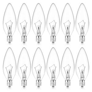 lot 9313 image: MEQIQTEK E12 Candle Light Bulbs 25W Warm White 2500K, 250Lumen - B10 Clear Candelabra Base Bulbs Dimmable Chandelier Light Bulbs for Ceiling Fan, Pendants or Outdoor (12 Pack)