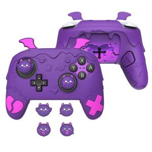 lot 9316 image: PlayVital for Nintendo Switch 2 Pro Controller Silicone Cover Gothic Imp Series Cute Protective Skin Case for Switch 2 Pro Controller wBack Button Caps &amp Thumb Grip &amp Sticker, Shockproof - Purple