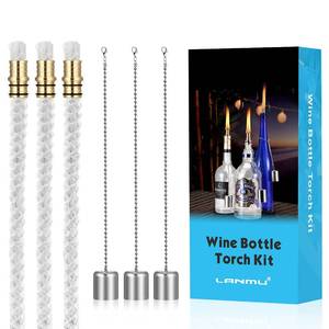 lot 9319 image: LANMU Wine Bottle Torch Wicks, Outdoor Patio Backyard Torches Lights, Oil Lamps Replacement Wick Hardware Kit, DIY Homemade Torch Decor (3 Pack)