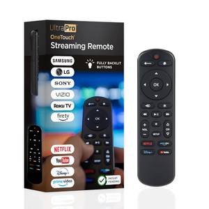 lot 9324 image: UltraPro OneTouch Backlit Universal Remote Control for Smart TV, Samsung, LG, Sony, Vizio, Roku, Fire TV, Replacement, Black, 83758