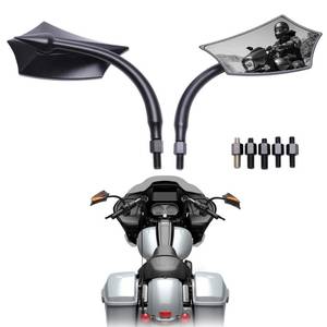 lot 9325 image: DREAMIZER Universal 8mm10mm Black Irregular Shape Motorcycle Rear View Mirrors Compatible with Harley Cruisers Sportster Softail Touring Road King Road Street Glide