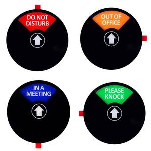 lot 9330 image: Kichwit Privacy Sign for Office Door, Do Not Disturb, Out of Office, Please Knock, In a Meeting, Conference Sign for Offices, 5 Inch, Black