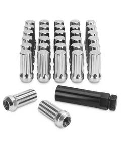 lot 9345 image: SUCOSO M14x1.5 Lug Nuts,32pcs 14x1.5 Chrome Wheel Nuts with Socket Key, 2 inches Tall Spline Conical Seat for Ford F250 Chevy Silverado 1500 GMC Sierra 25003500 Ram 2500-Fits 8 Lug Aftermarket Wheels