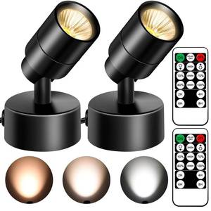 lot 9347 image: FZWLE 5W LED Indoor Spotlights with Remote - Dimmable & Timer, 3 Color Temperatures, 3000K4000K5000K- Ideal for Plants, Pictures & Artwork - Floor & Wall Accent Lights with 5.9FT Plug Cord