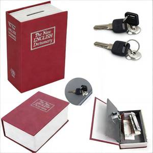 lot 9349 image: Book Safe with Key Lock for Gambler, Winners Bank Portable Safe Casino Money Pocket Sized Cash Box with 2 Keys and Storage Bag (red color)