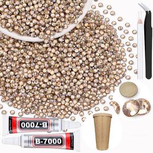 lot 9352 image: 2000PCS SS123mm Crystal Rhinestones (Golden ShadowChampagne) with 2Pcs 10ml B7000 Jewelry Glue, Bedazzling Flatback Glass Rhinestones for Crafting, Gems Diomand for Tumbler Shoes Clothing Nail Art