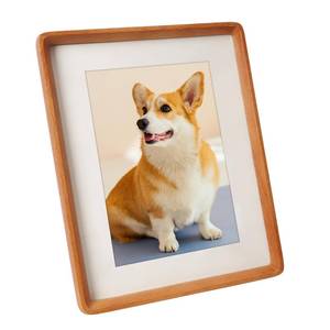 lot 9359 image: OUBOXDPF 4x6 Picture Frame Wood with Mat, Natural Solid Teak Wooden Photo Frames with Tempered Glass for Hanging or Tabletop Displaying Horizontally or Vertically