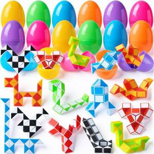 lot 9360 image: JOYIN 12 Pcs Prefilled Easter Eggs with Mini Snake Cubes Twist Puzzle Toys Snake Speed Cube for Kids Easter Party Favor Egg Hunt Classroom Exchange and Prize Supplies