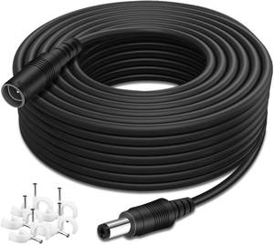 lot 9363 image: WILDHD DC Power Extension Cable 33ft, 2.1mm x 5.5mm Plug Compatible with 12V DC Adapter Cord for CCTV Security Camera, IP Camera, Standalone DVR (33ft Black)